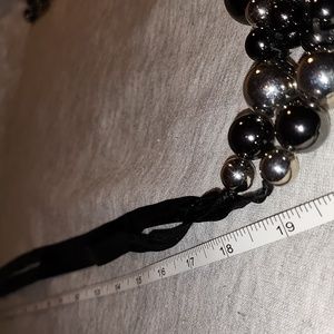 Silver & Black ⚫️ Ball Ribbon Necklace